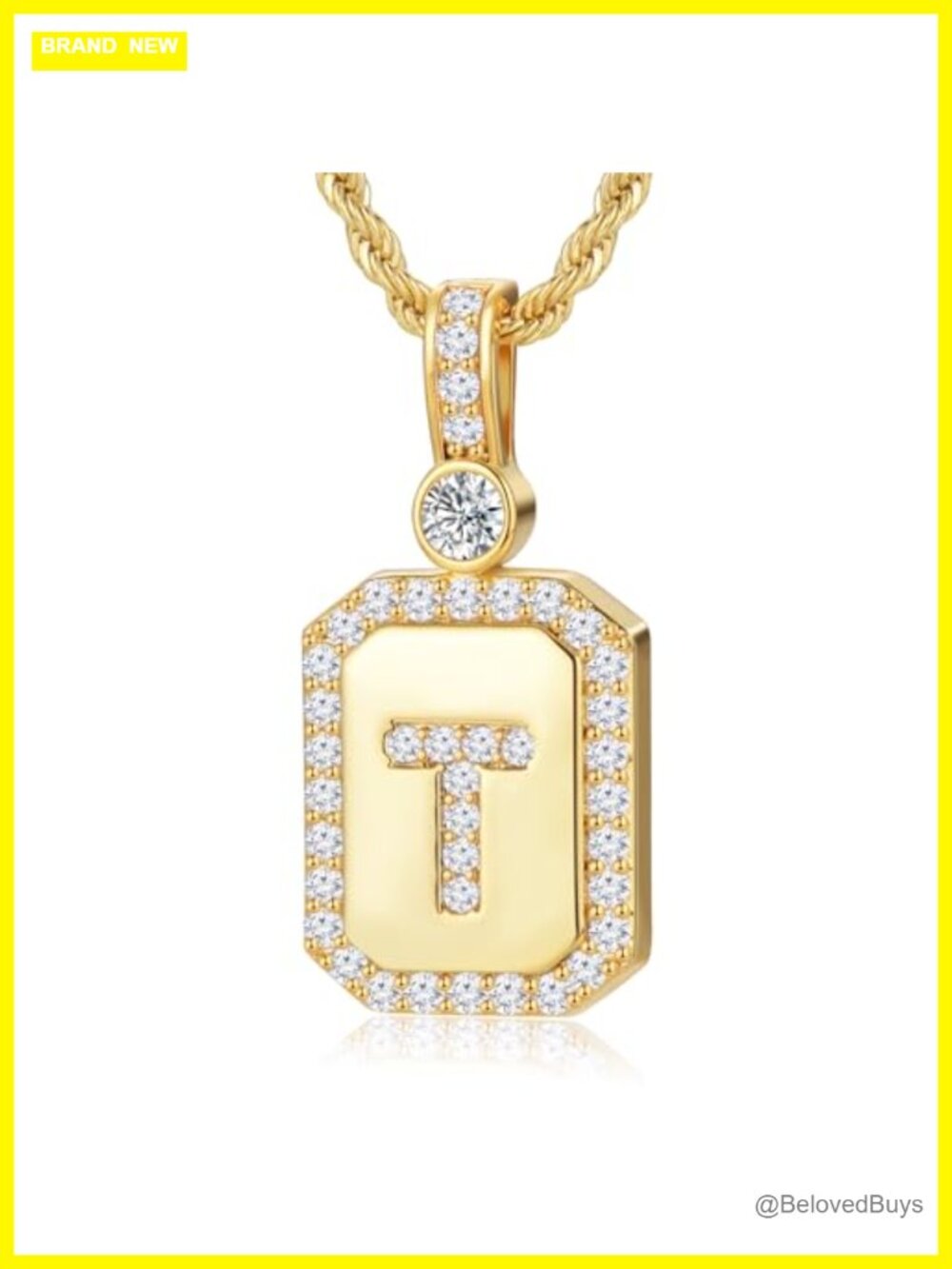 24K Gold Filled Initial Necklace with Cubic Zirconia, Women's Pendant Necklace